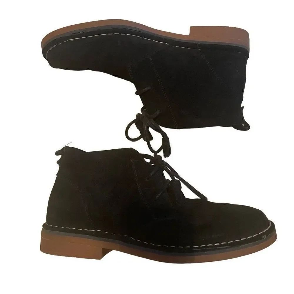HUSH PUPPIES | black seude low tassel slip on booties 7.5